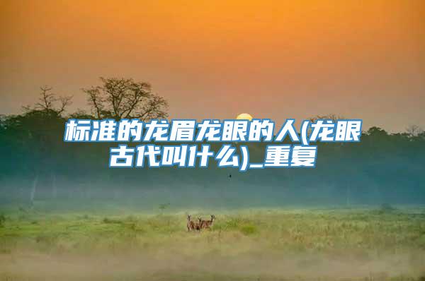 标准的龙眉龙眼的人(龙眼古代叫什么)_重复