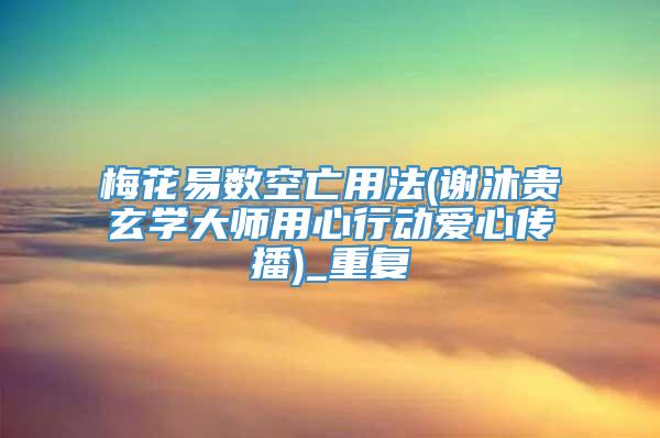 梅花易数空亡用法(谢沐贵玄学大师用心行动爱心传播)_重复