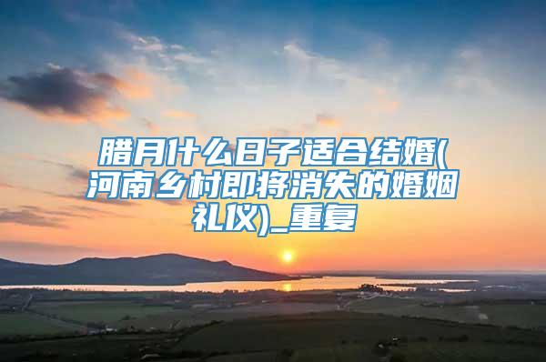 腊月什么日子适合结婚(河南乡村即将消失的婚姻礼仪)_重复