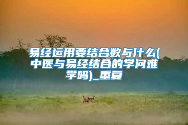 易经运用要结合数与什么(中医与易经结合的学问难学吗)_重复