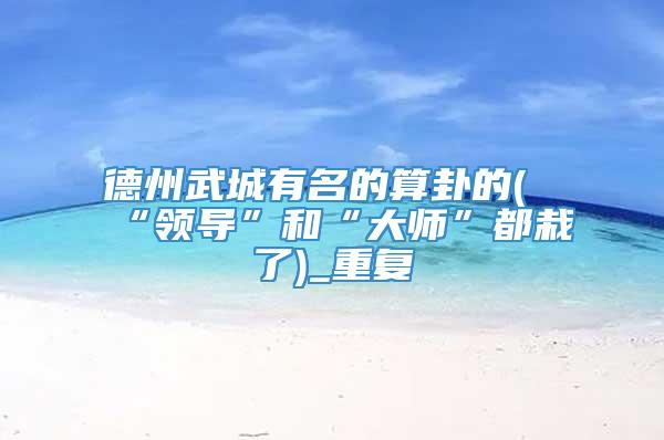 德州武城有名的算卦的(“领导”和“大师”都栽了)_重复
