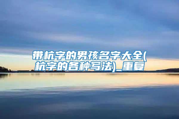 带杭字的男孩名字大全(杭字的各种写法)_重复