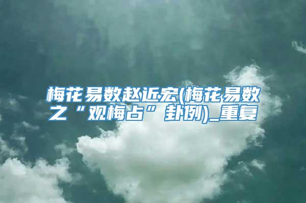 梅花易数赵近宏(梅花易数之“观梅占”卦例)_重复