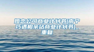 婚恋公司商业计划书(南宁巧遇相亲站商业计划书)_重复