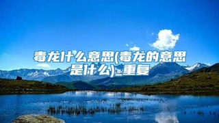 毒龙什么意思(毒龙的意思是什么)_重复