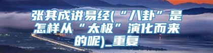 张其成讲易经(“八卦”是怎样从“太极”演化而来的呢)_重复