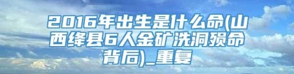 2016年出生是什么命(山西绛县6人金矿洗洞殒命背后)_重复