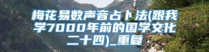梅花易数声音占卜法(跟我学7000年前的国学文化二十四)_重复