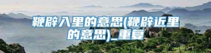 鞭辟入里的意思(鞭辟近里的意思)_重复