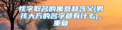 忱字取名的寓意和含义(男孩大方的名字都有什么)_重复