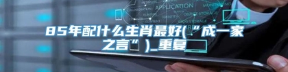 85年配什么生肖最好(“成一家之言”)_重复
