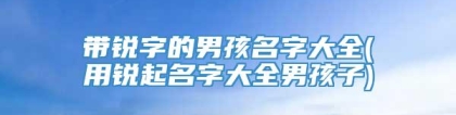 带锐字的男孩名字大全(用锐起名字大全男孩子)