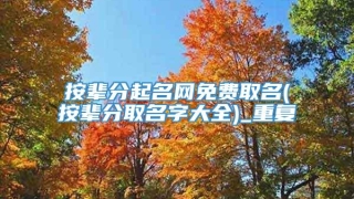按辈分起名网免费取名(按辈分取名字大全)_重复