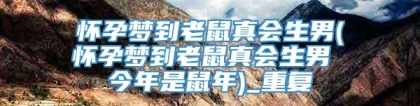 怀孕梦到老鼠真会生男(怀孕梦到老鼠真会生男 今年是鼠年)_重复