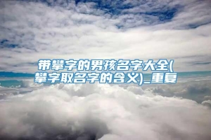 带攀字的男孩名字大全(攀字取名字的含义)_重复