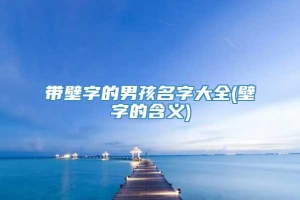 带壁字的男孩名字大全(壁字的含义)