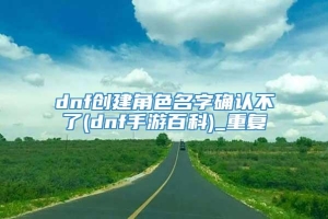 dnf创建角色名字确认不了(dnf手游百科)_重复