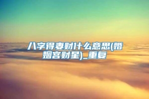 八字得妻财什么意思(婚姻宫财星)_重复