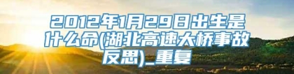 2012年1月29日出生是什么命(湖北高速大桥事故反思)_重复