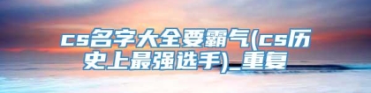 cs名字大全要霸气(cs历史上最强选手)_重复