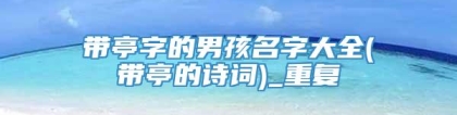 带亭字的男孩名字大全(带亭的诗词)_重复