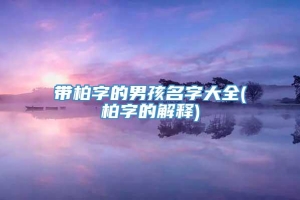 带柏字的男孩名字大全(柏字的解释)