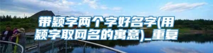 带颖字两个字好名字(用颖字取网名的寓意)_重复