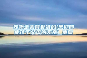 宠物走丢算卦准吗(患抑郁症孩子父母的无奈)_重复