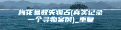 梅花易数失物占(真实记录一个寻物案例)_重复