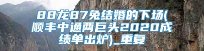 88龙87兔结婚的下场(顺丰中通两巨头2020成绩单出炉)_重复