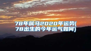 78年属马2020年运势(78出生的今年运气如何)