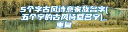 5个字古风诗意家族名字(五个字的古风诗意名字)_重复