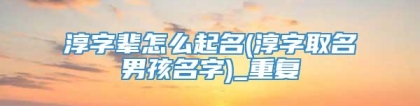 淳字辈怎么起名(淳字取名男孩名字)_重复