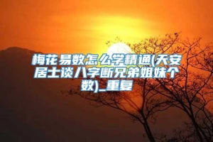 梅花易数怎么学精通(天安居士谈八字断兄弟姐妹个数)_重复