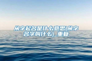 从字起名是什么意思(从字名字叫什么)_重复