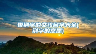 带荆字的女孩名字大全(荆字的意思)