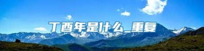 丁酉年是什么_重复