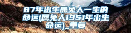 87年出生属兔人一生的命运(属兔人1951年出生命运)_重复