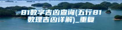 81数字吉凶查询(五行81数理吉凶详解)_重复