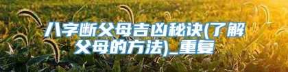 八字断父母吉凶秘诀(了解父母的方法)_重复
