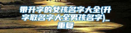 带升字的女孩名字大全(升字取名字大全男孩名字)_重复