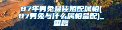 87年男兔最佳婚配属相(87男兔与什么属相最配)_重复