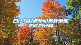 白话易经解析明夷卦艰难之时思归隐
