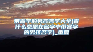 带睿字的男孩名字大全(睿什么意思在名字中带睿字的男孩名字)_重复
