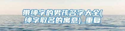 带绅字的男孩名字大全(绅字取名的寓意)_重复