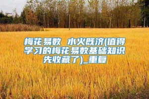 梅花易数 水火既济(值得学习的梅花易数基础知识先收藏了)_重复