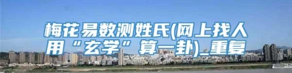 梅花易数测姓氏(网上找人用“玄学”算一卦)_重复