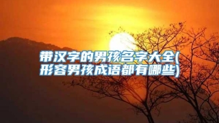 带汉字的男孩名字大全(形容男孩成语都有哪些)