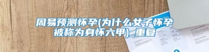 周易预测怀孕(为什么女子怀孕被称为身怀六甲)_重复