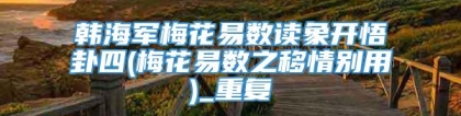 韩海军梅花易数读象开悟卦四(梅花易数之移情别用)_重复